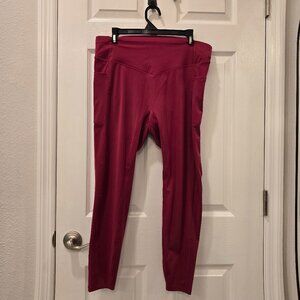 Halara Red Plum 7/8 Leggings XL High Rise Scrunch Back Pocket Activewear